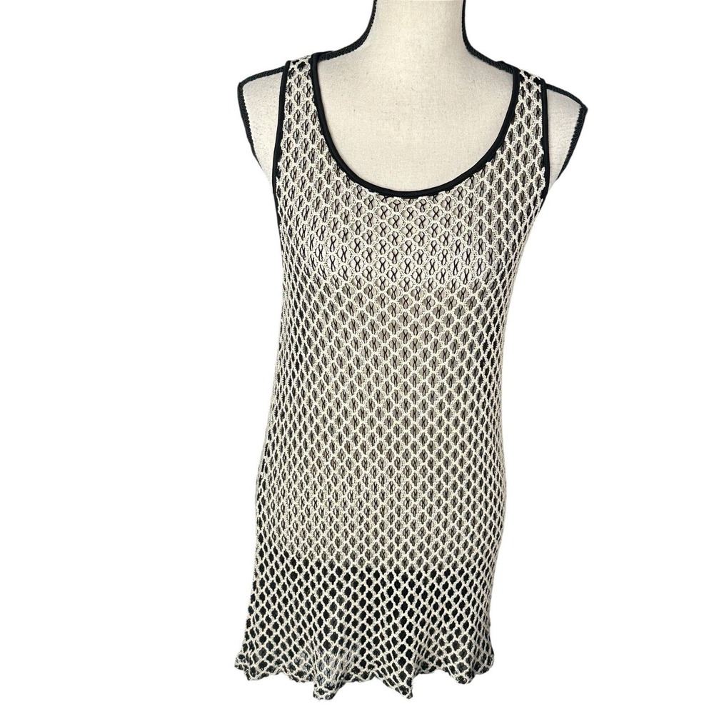 Zara Womens Size Small Knit Black Gray Crochet Beach Cover Up Vacation Dress